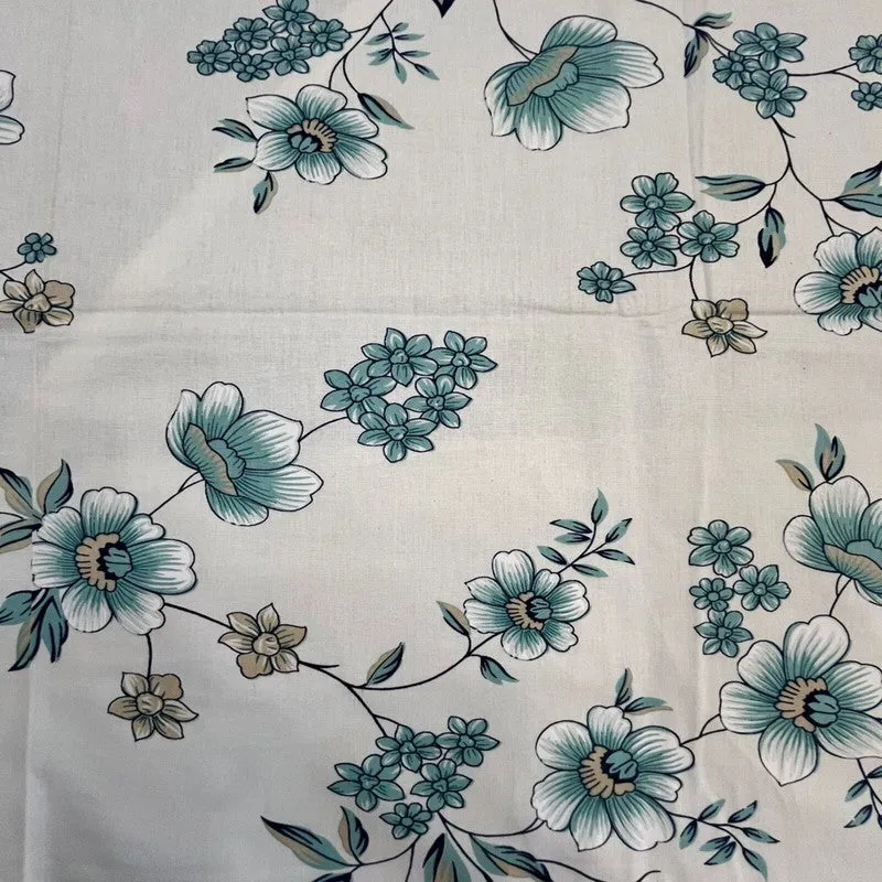 Gentle Petals Cotton Bedsheets (Teal) - 400 TC media 7