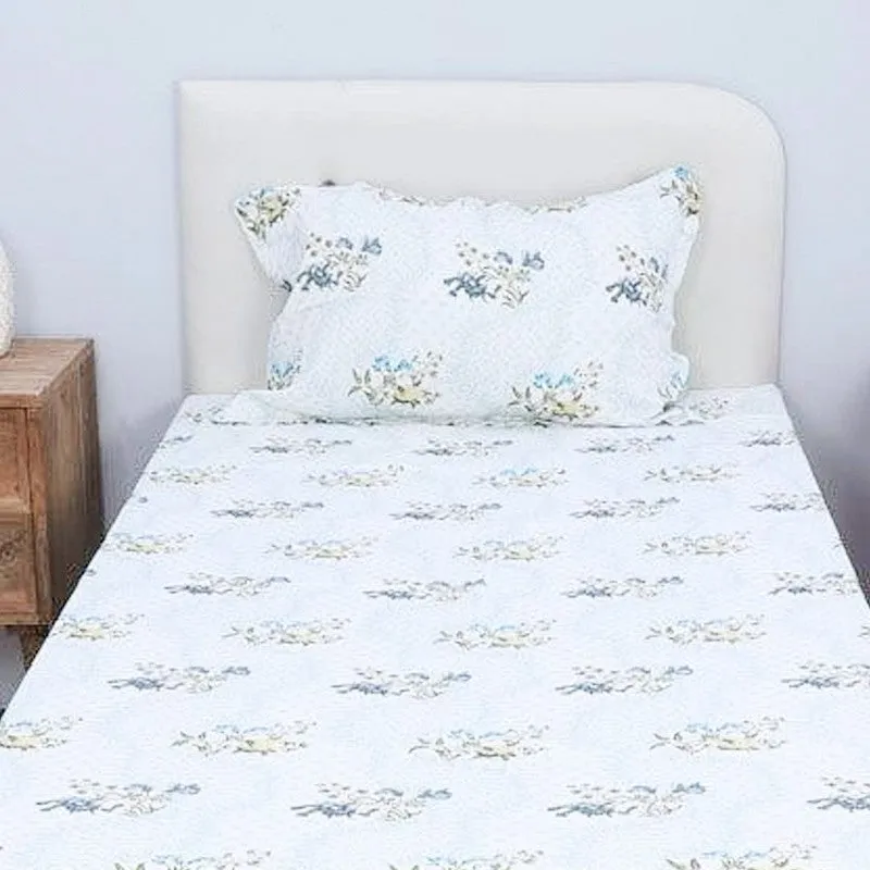 Floral Rush Printed Cotton Bedsheet (Blue) - 200 TC media 4