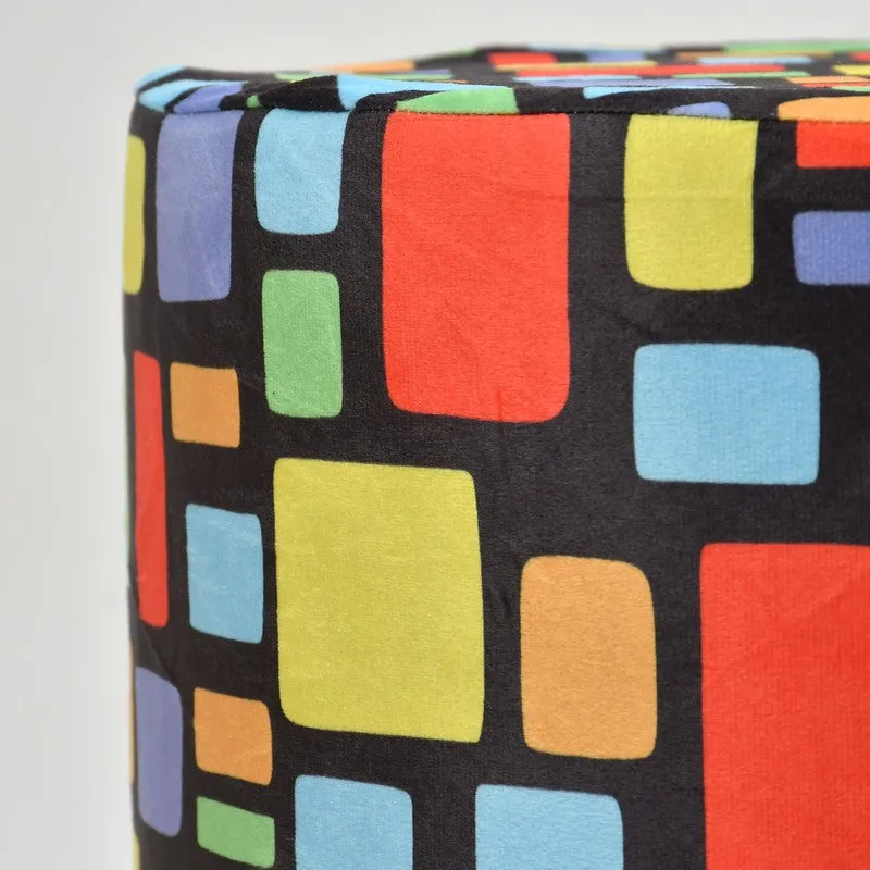 Ravira Block-print Multicolor Engineered Wood Ottoman media 4
