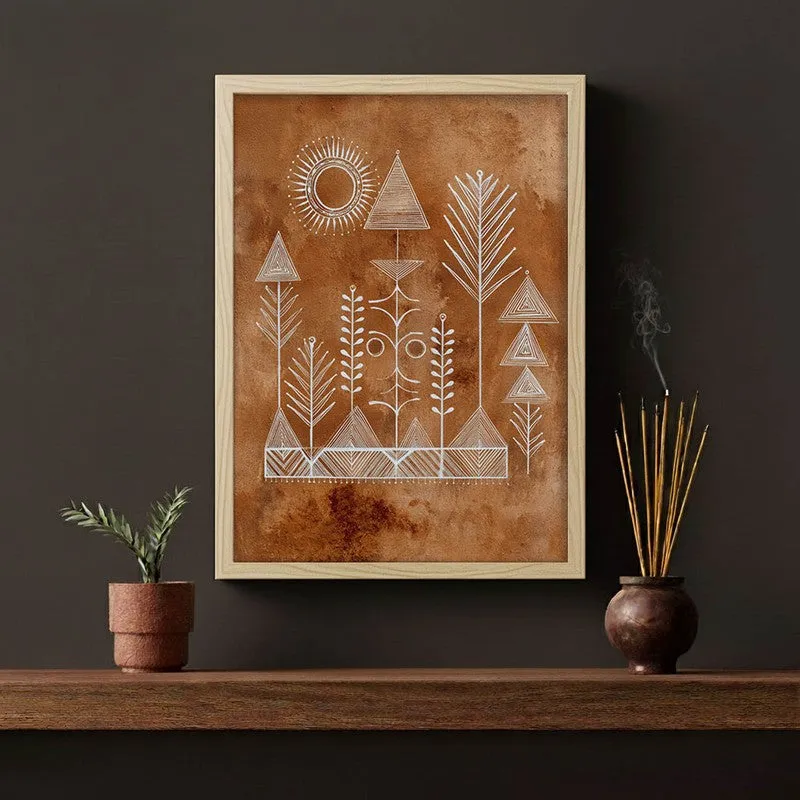 Tribalin Canvas Wall Painting With Brown Frame media 5