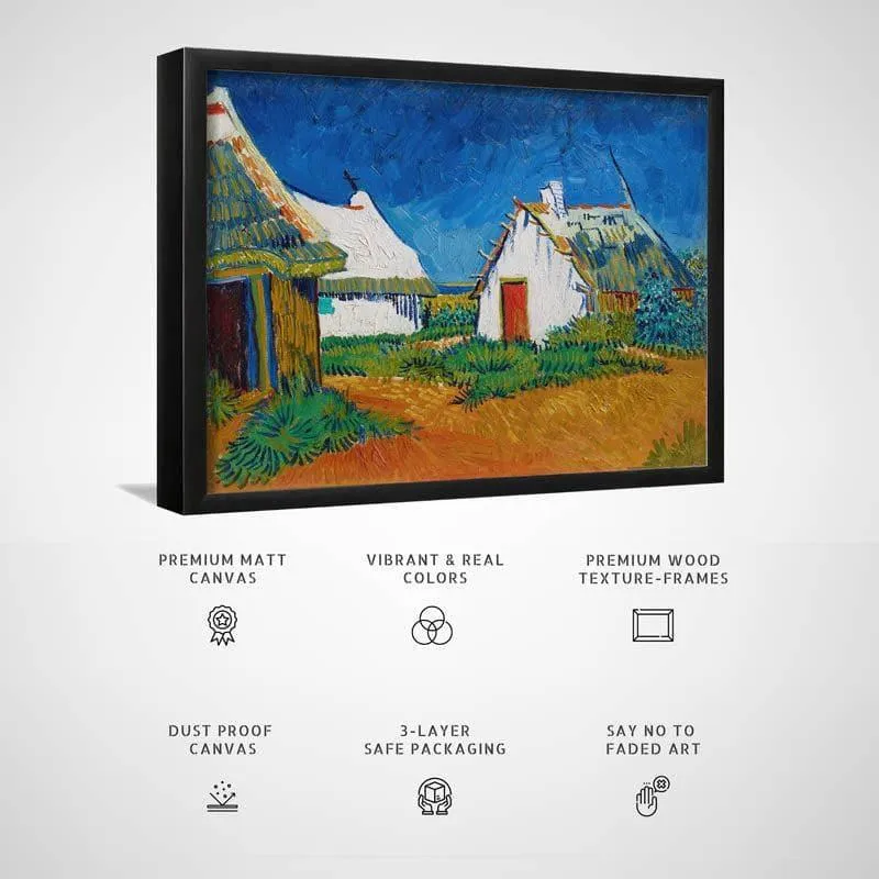 Three White Cottages In Saintes Maries 1888 By Vincent Van Gogh - Black Frame media 3