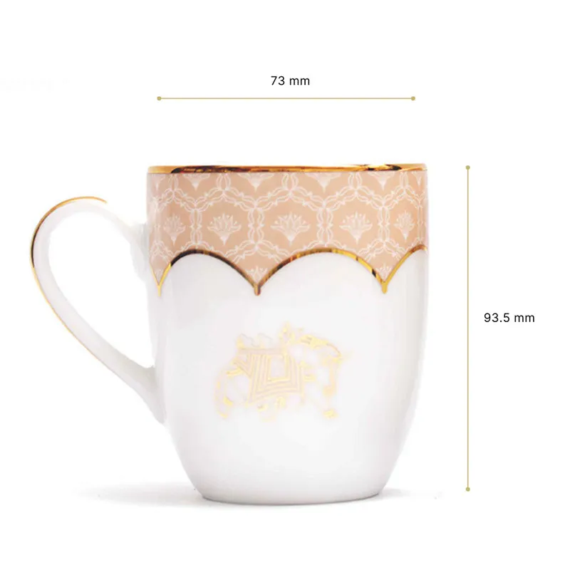 Gilded Legacy Coupe 24k Gold Brushed Porcelain Coffee Mug(280 mL Each/Peach) - Set Of Four media 10