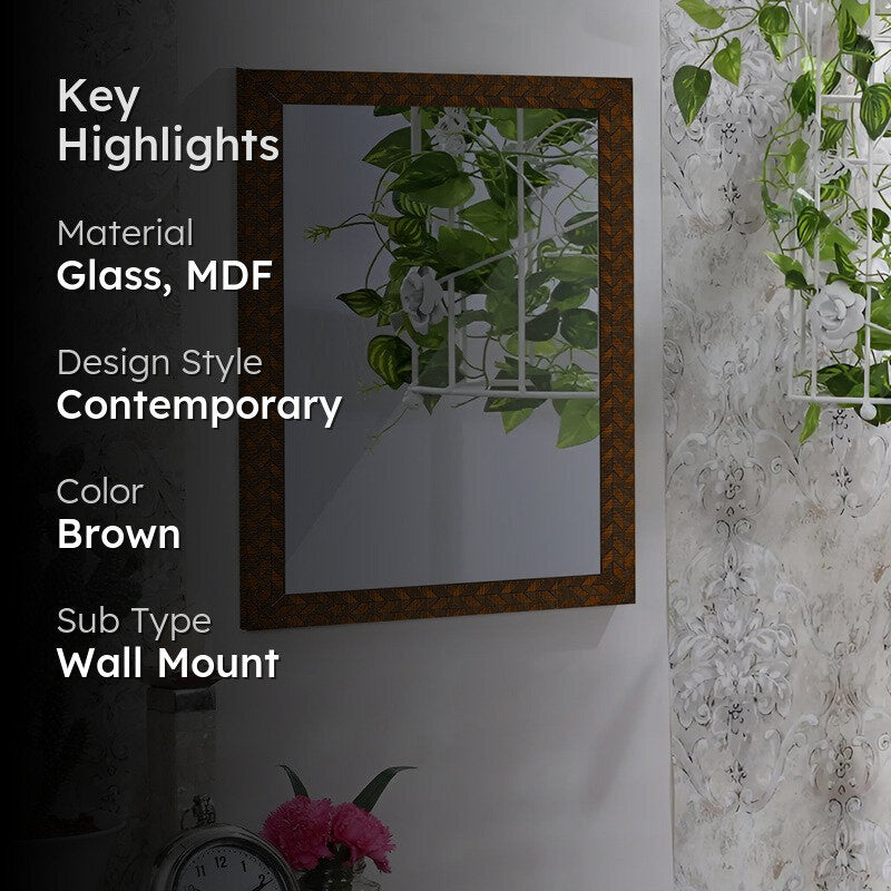 Eartha Wall Mirror With MDF Frame - Brown media 2