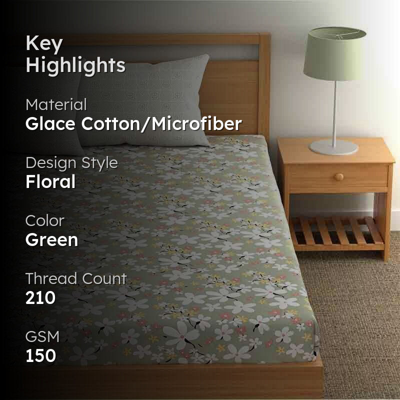 Floral Jewels Microfiber Bedsheet (Grey) - 150 GSM media 2