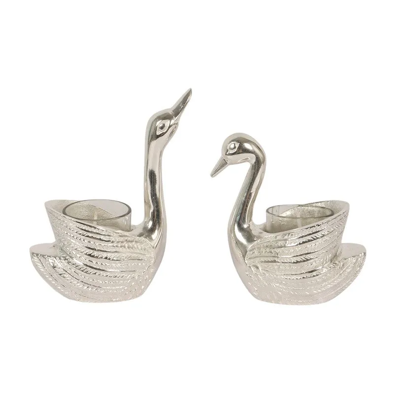 Royal Swan Tealight Candle Holder (Silver) - Set Of Two media 4