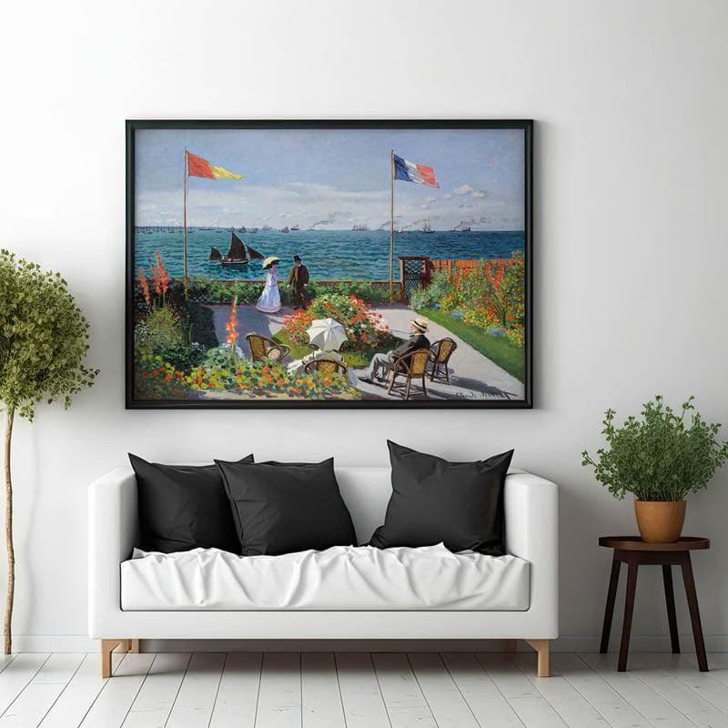 Garden At Sainte Adresse By Claude Monet - Black Frame