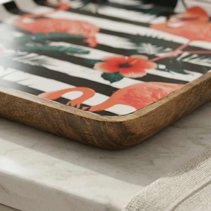 Flamingo Dance Mango Wood Platter media 2