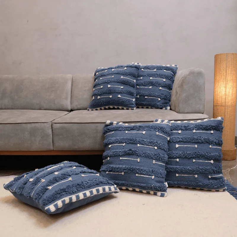 Softscape Tufted Cushion Cover (Blue & White) - Set Of Five media 1