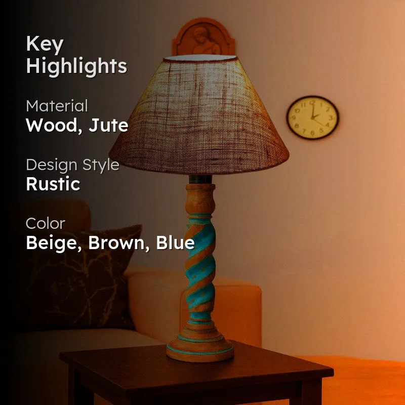 Elara Kyra Wooden Table Lamp - Beige media 2