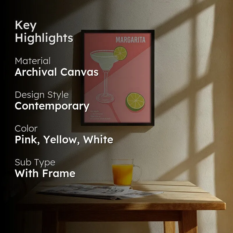 PinkMargerita Archival Canvas Wall Art - Black media 2