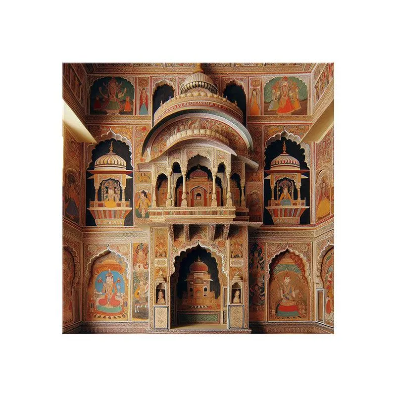 Intricate Facade Mahal Wall Painting media 4