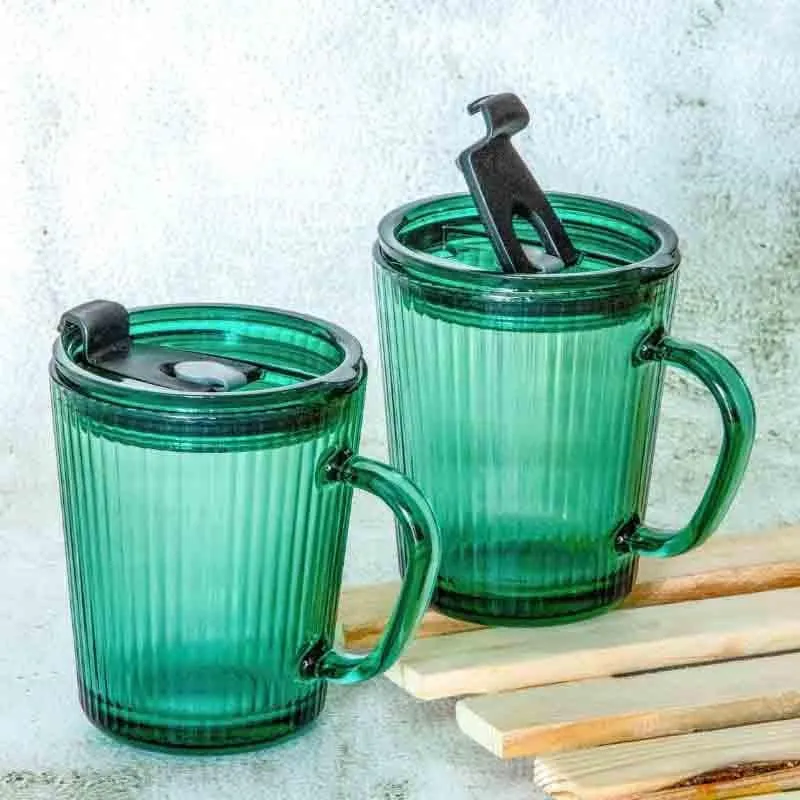 Sippo Glass Coffee Mug (370 mL Each) - Set of Two media 1
