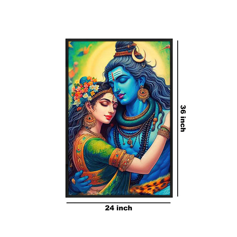 Shiva Shakthi Wall Painting With Frame media 6