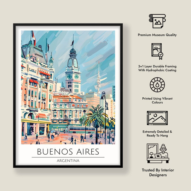 Vintage Buenos Aires Framed Canvas Wall Painting media 8