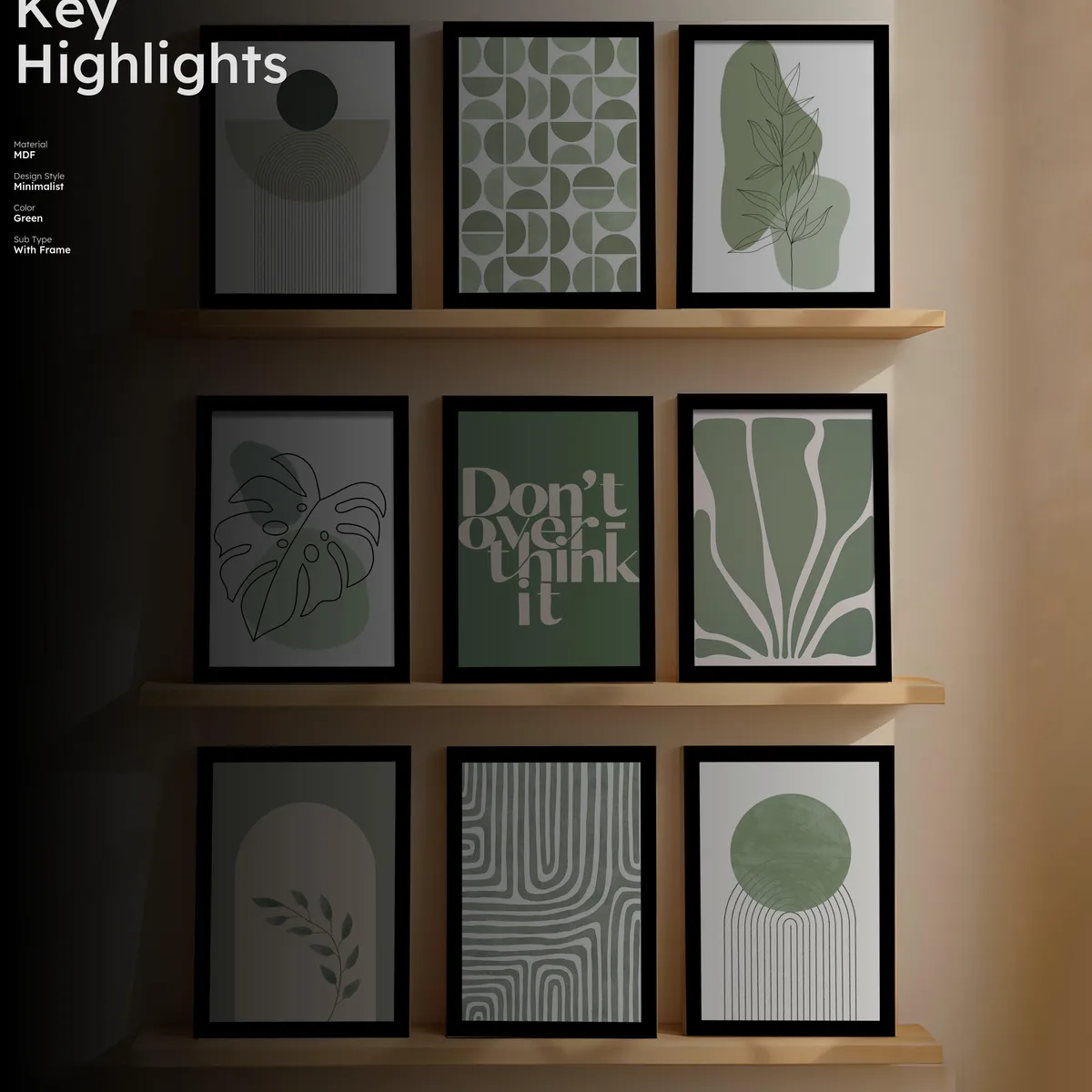 Sylva Nature Inspired Abstract Wall Art Set With Frame - Set Of Nine media 2