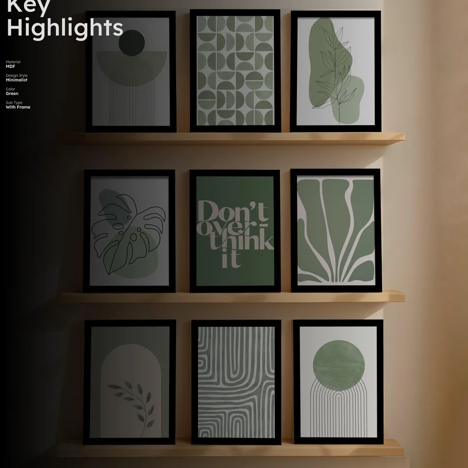 Sylva Nature Inspired Abstract Wall Art Set With Frame - Set Of Nine media 2