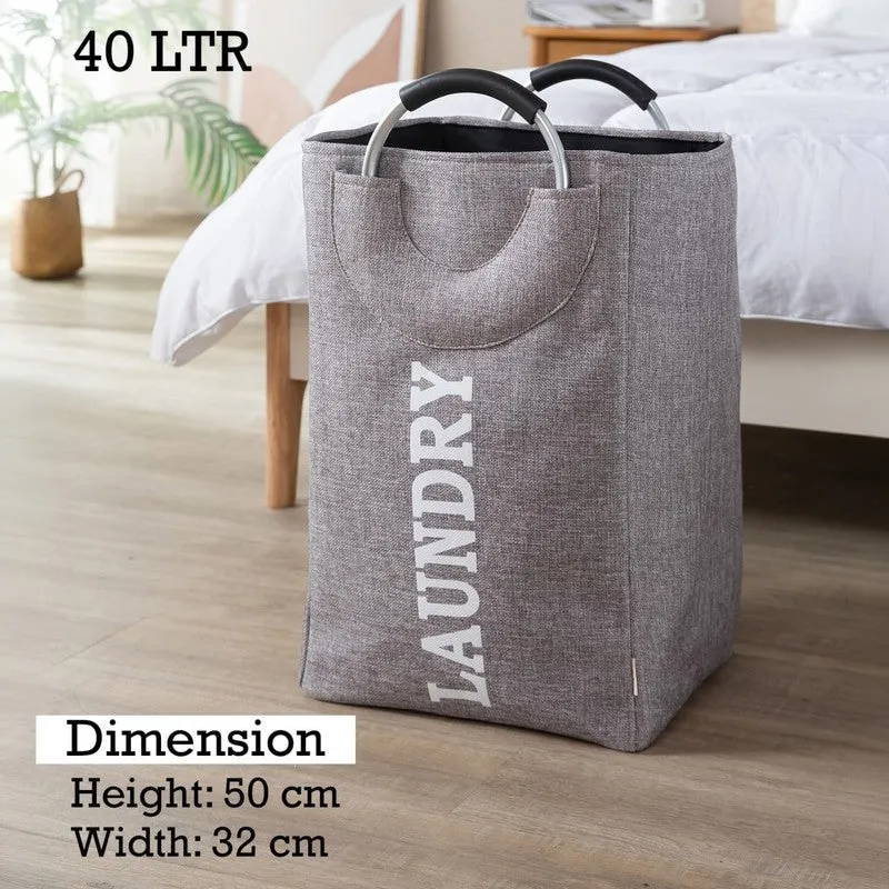 Fold Nest Fabric Laundry Basket - Grey media 8