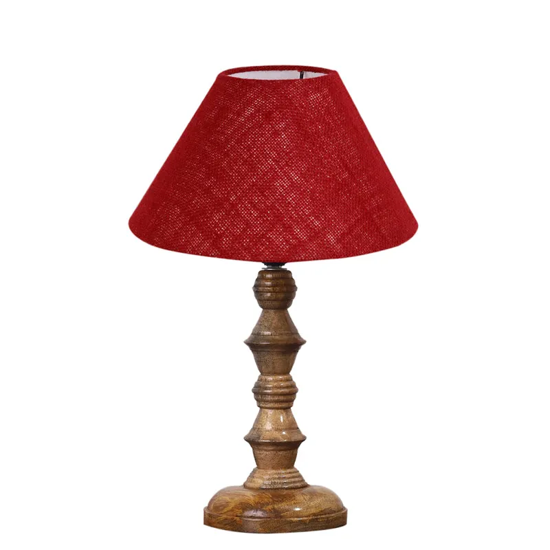 Sienna II Timber Wooden Table Lamp - Red,Brown media 6