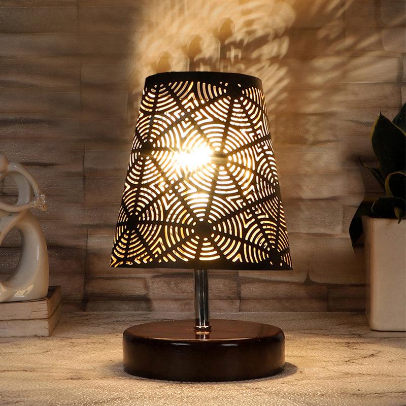 Mita Flora Etched Metal Table Lamp - Black