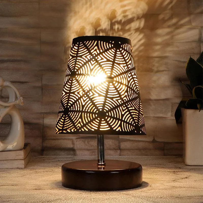 Mita Flora Etched Metal Table Lamp - Black media 1