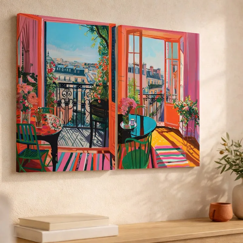Parisian Balcony Canvas Wall Art - Set of Two media 3