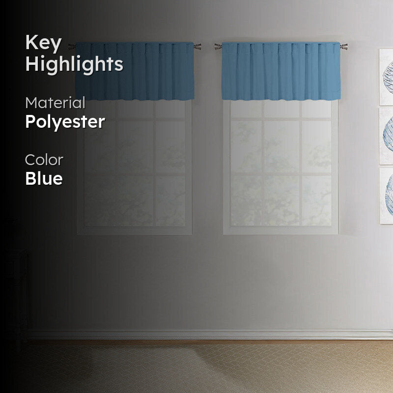Serein Pleated Curtain Valance (Sky Blue) - Set Of Two media 2