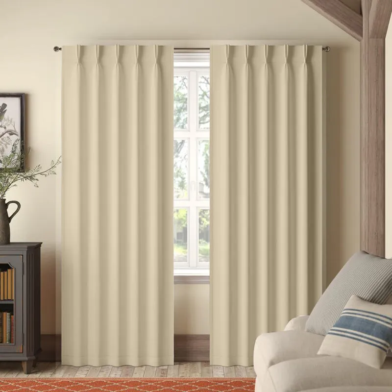 Imora Double Pinch Pleat Short Width Curtain - Beige media 1