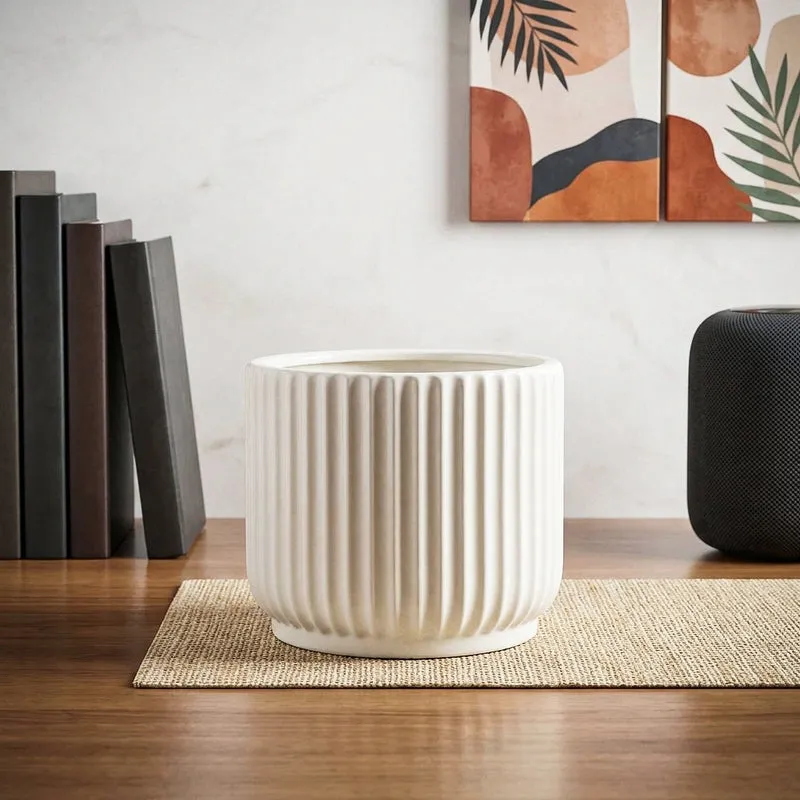 Ugaoo Phoenix Ceramic Pot (25 CM) - White media 1
