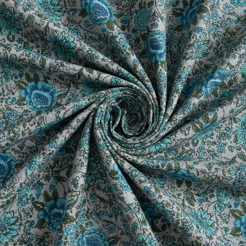 Alderidge Floral Printed Cotton Bedsheet (Blue) - 120 TC media 5