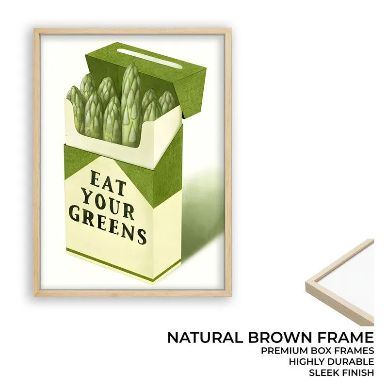 Eat Your Greens Archival Canvas Wall Art - Brown media 9