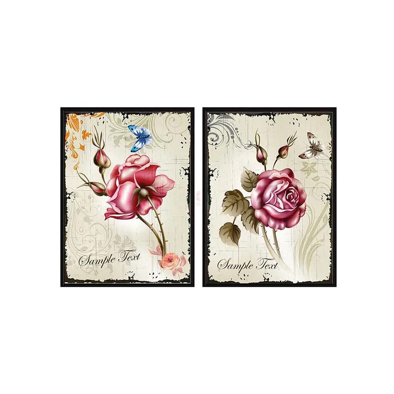 Retro Rose Wall Painting - Set Of Two media 3
