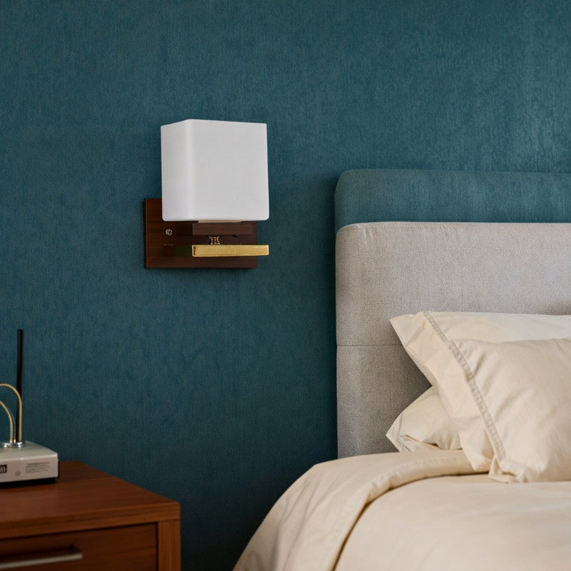 Hexalite Glass and Wood Wall Lamp image 3