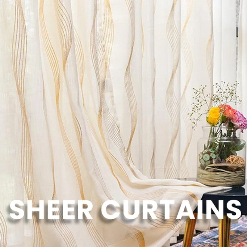 Urban Space Pampas Gold Foil Printed Curtain - Set Of Two media 7