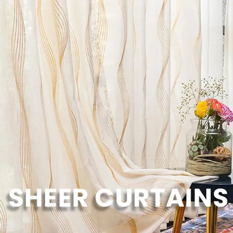 Urban Space Pampas Gold Foil Printed Curtain - Set Of Two media 7