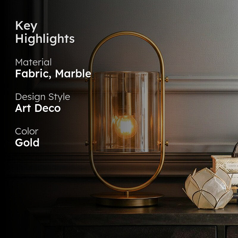 AarviDecor Fairmont Designer Metal Table Lamp - Gold media 2