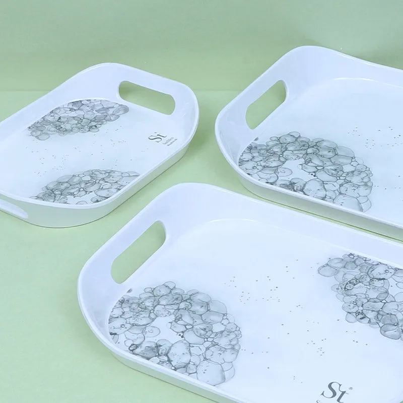 Hydrangea Florae Serving Tray (Grey) - Set Of Three media 4