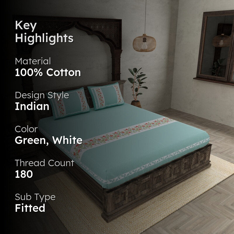 SignatureRest Cotton Bedsheet (Teal) - 180 TC media 2