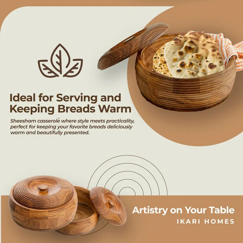 Round Lidded Sheesham Wood Roti Box media 8