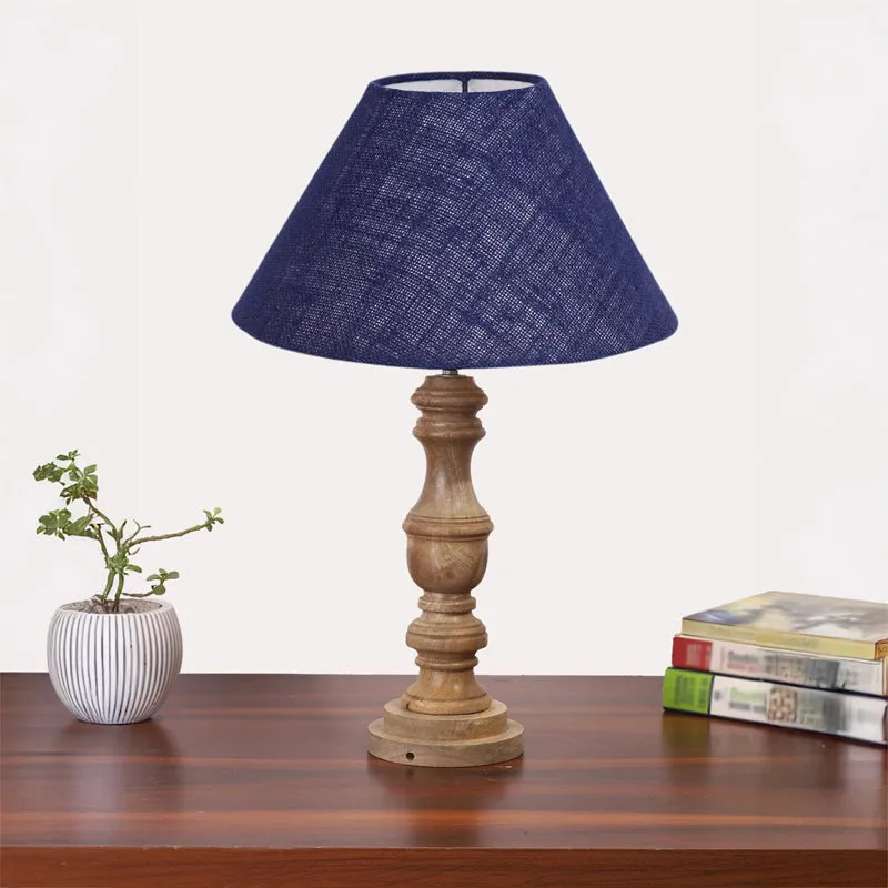Sienna II Carve Wooden Table Lamp - Blue,Brown media 3