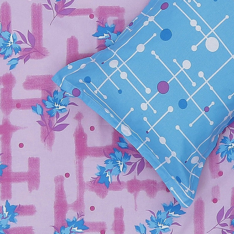 Monte Carlo Bloom Bliss Cotton Bedsheet (Pink,Blue) - 104 TC media 6