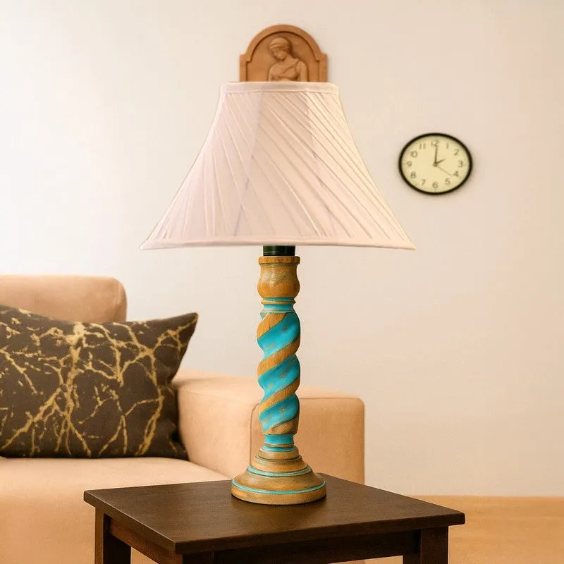 Elara Auro Wooden Table Lamp - Ivory media 4