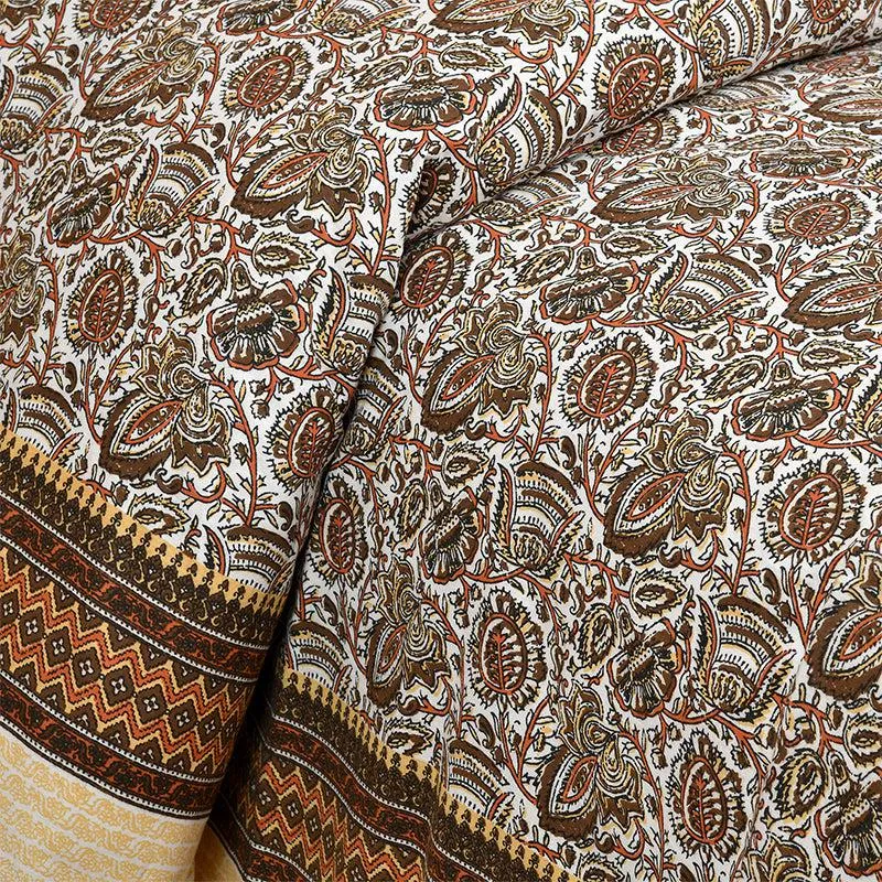 Panja Ethnic Cotton Bedsheet (Brown) - 180 TC media 3
