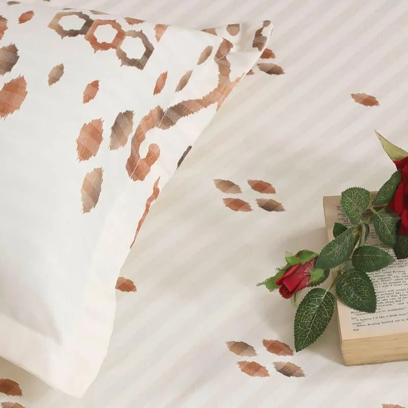 Swayam Akshit Ethnic Cotton Bedsheet (Beige) - 200 TC media 3