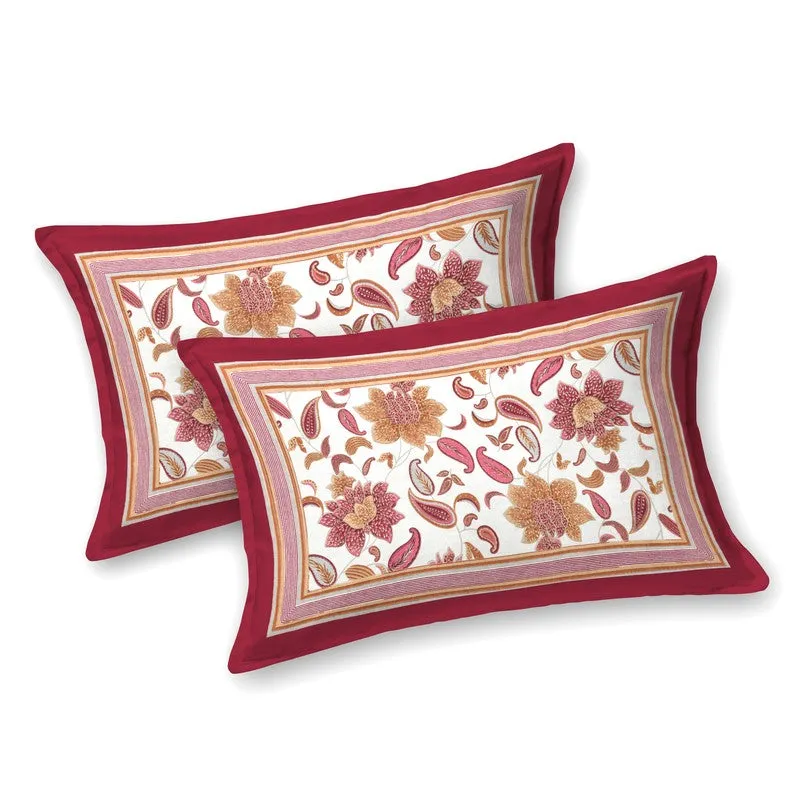 Soft Petal Cotton Bedsheet (White,Red) - 180 GSM media 6