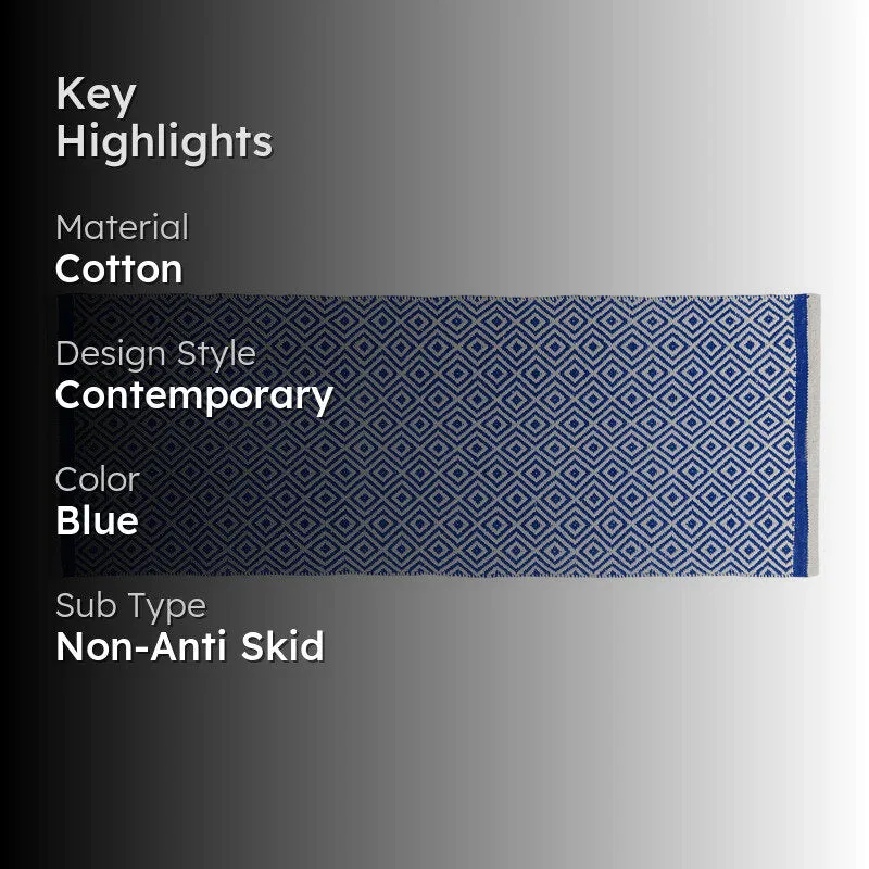 Earthica Cotton Runner Rug - Dark Blue media 2