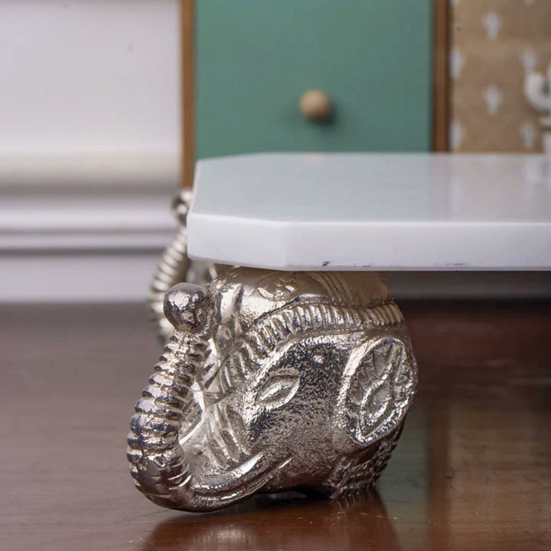 Tuskara Marble Pooja Chowki with Elephant Legs media 5
