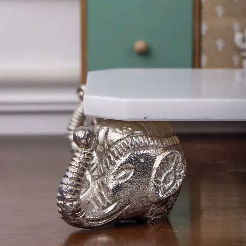 Tuskara Marble Pooja Chowki with Elephant Legs media 5