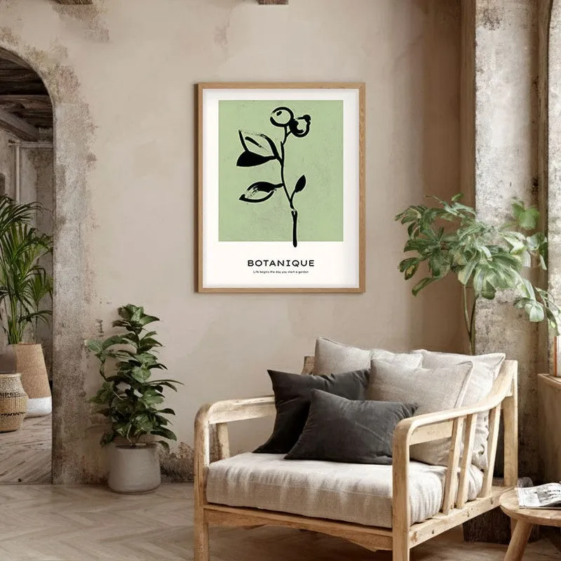 Floral Silhouette Canvas Wall Painting With Brown Frame media 5