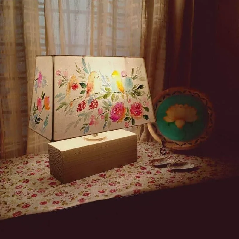 Trysta Bloom Recto Handpainted Fabric Table Lamp - Multicolor media 1