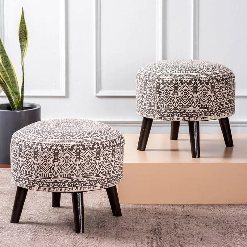 Chenova Cotton Ottoman (Black & White) - Set Of Two media 1